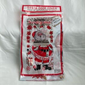Vintage Christmas Santa Claus Vinyl Door Cover Poster Panel 60" X 30" Decor Snow